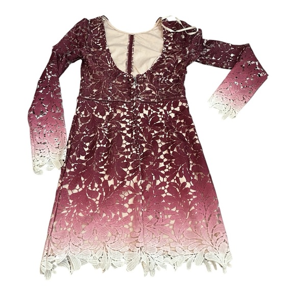Angel‎ Biba Burgundy Ombre Lace Cut-Out Overlay Dress Size 8 - Picture 2 of 9